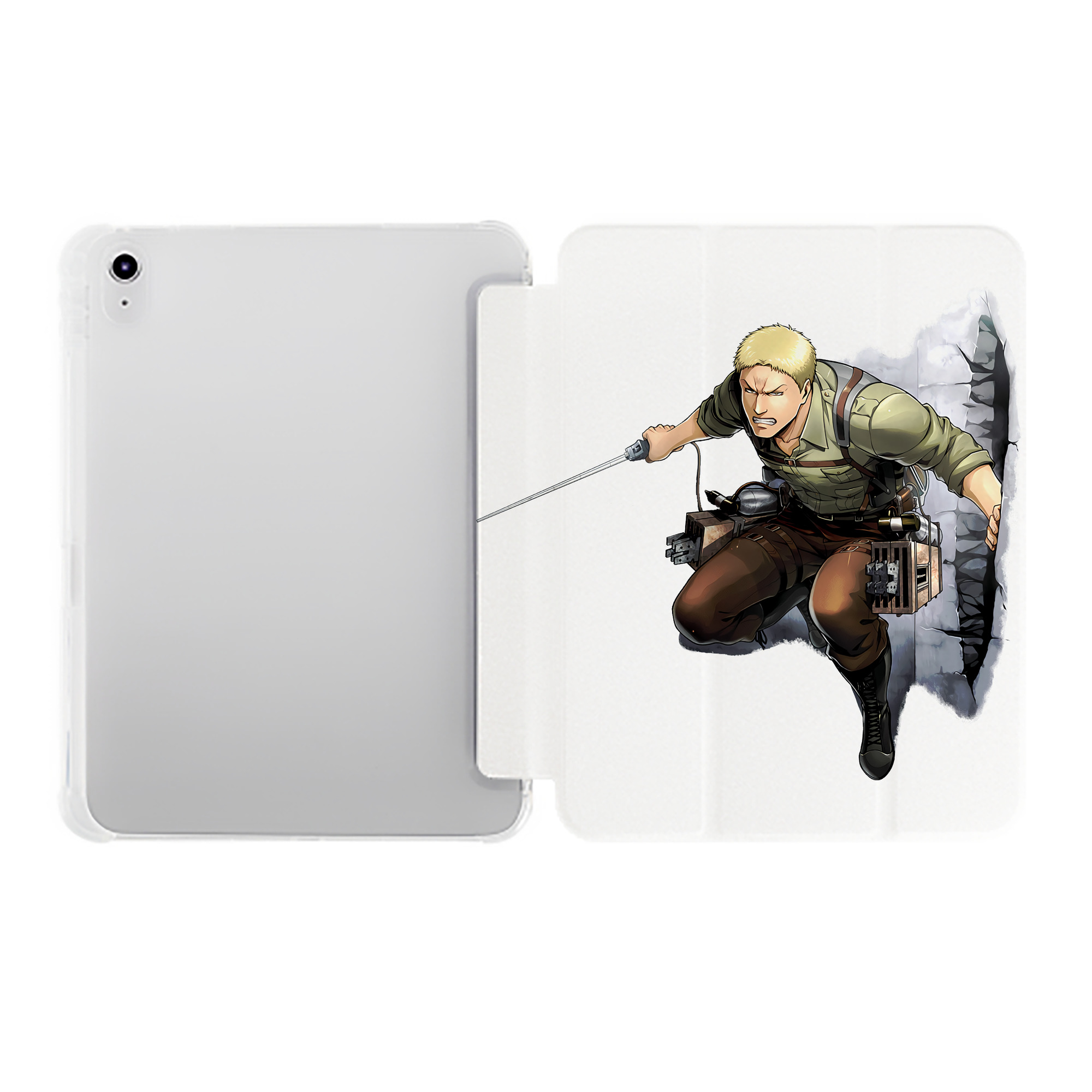 （画像用） 進撃の巨人 ライナー・ブラウン Attack on Titan Reiner Braun IPad ケース ペン収納付き 三つ折りスタンド PUレザー×シリコン 対応機種9.5/10.5/10.9インチ